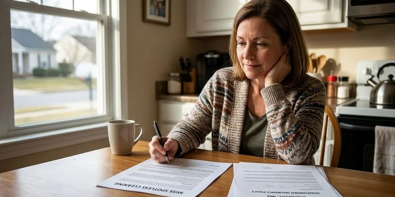 Salisbury Maryland homeowner reviewing cleaning service credentials and insurance documentation